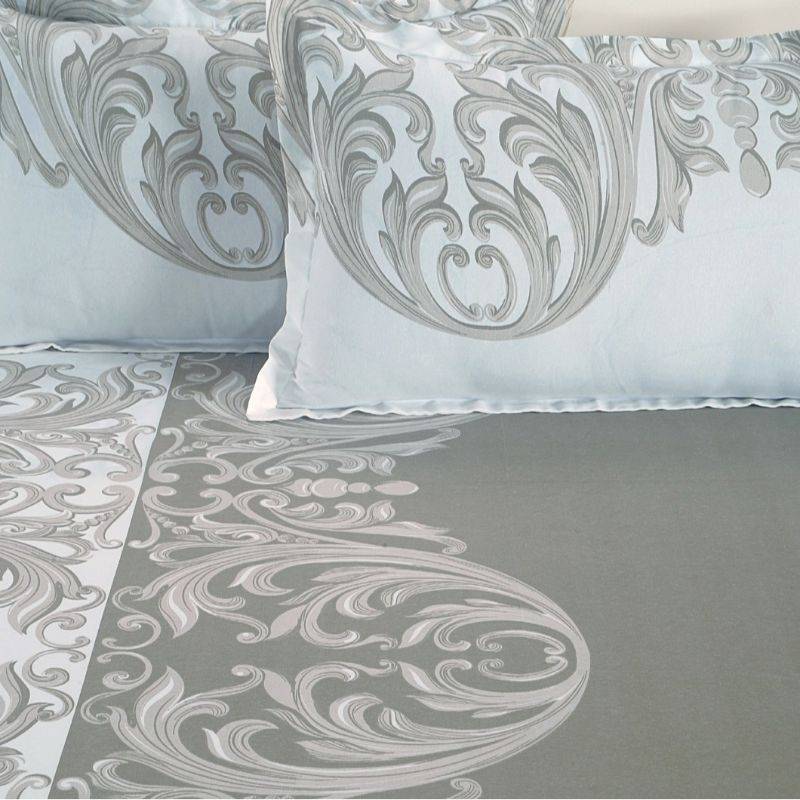 White Ethnic Shadow Print Cotton Bedding Set King Size