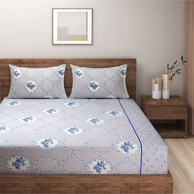 Grey Ethnic Shadow Print Cotton Bedding Set King Size