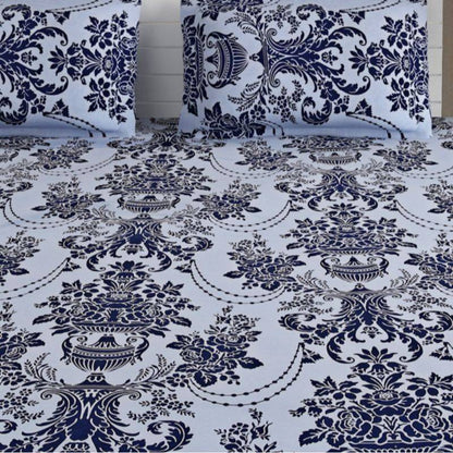 Blue Ethnic Shadow Print Cotton Bedding Set King Size