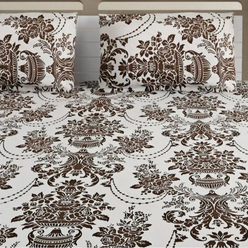 Brown Geometric Shadow Print Cotton Bedding Set King Size