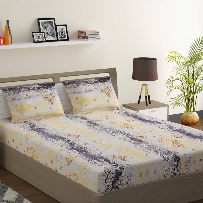 Yellow Floral Light Print Cotton Bedding Set King Size