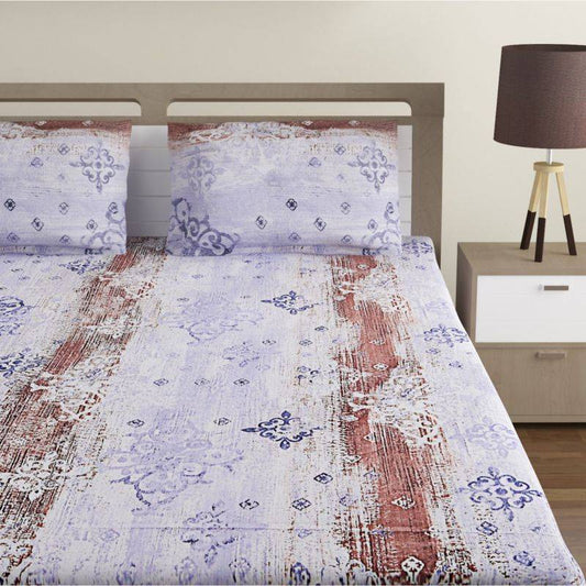 Blue Floral Light Print Cotton Bedding Set King Size