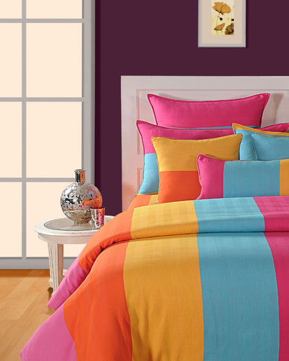 Sany Cotton Yarn Dyed Twill Weave Bedsheet with 2 Pillow Covers | King Size | 108 x 108 Inches