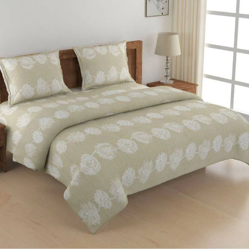 Brown Floral Premium Print Cotton Bedding Set King Size