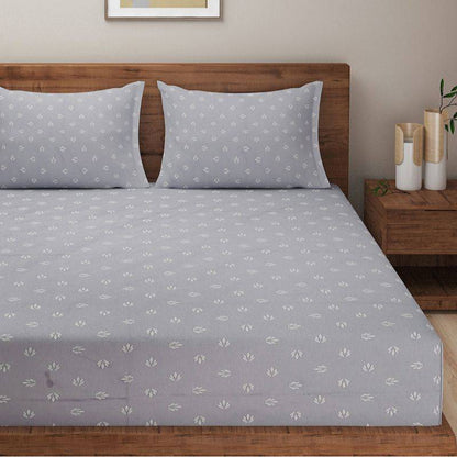 Posh Grey Floral Print Cotton Satin Bedding Set | King Size Default Title