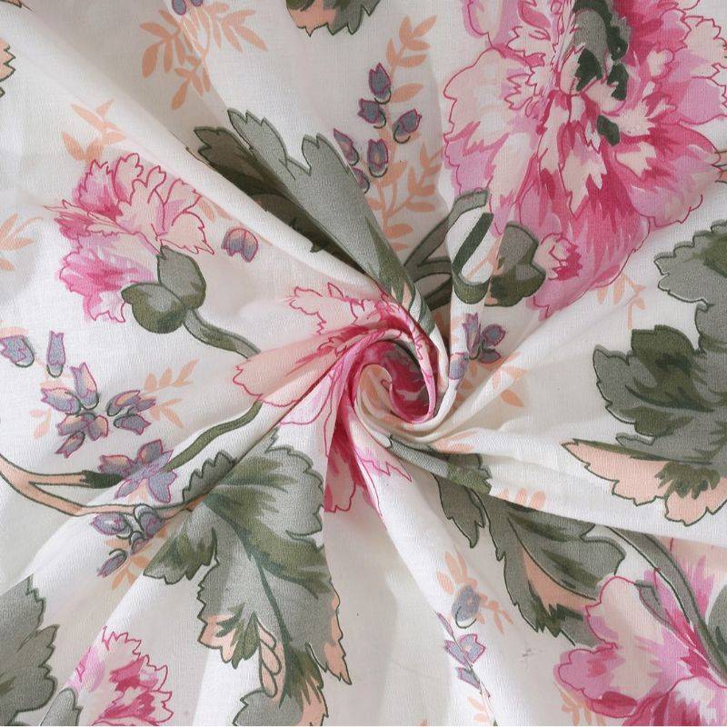 Cream Floral Printed Cotton Bedding Set King Size