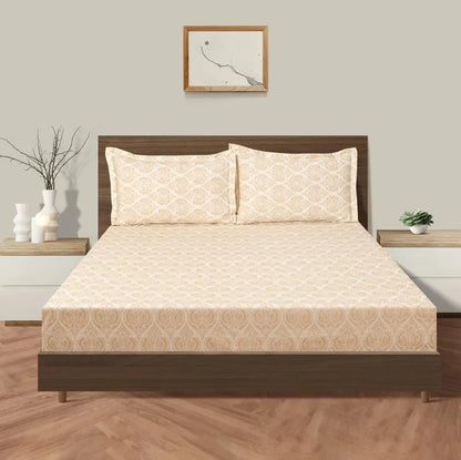 Radian Beige Boota Print Cotton Bedding Set King Size