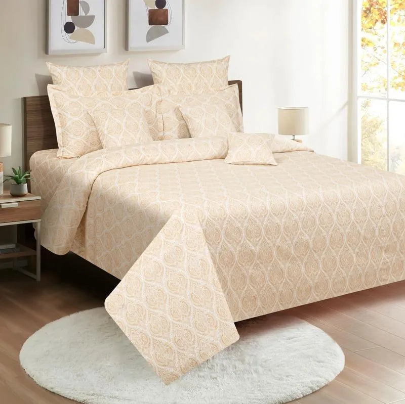 Radian Beige Boota Print Cotton Bedding Set King Size