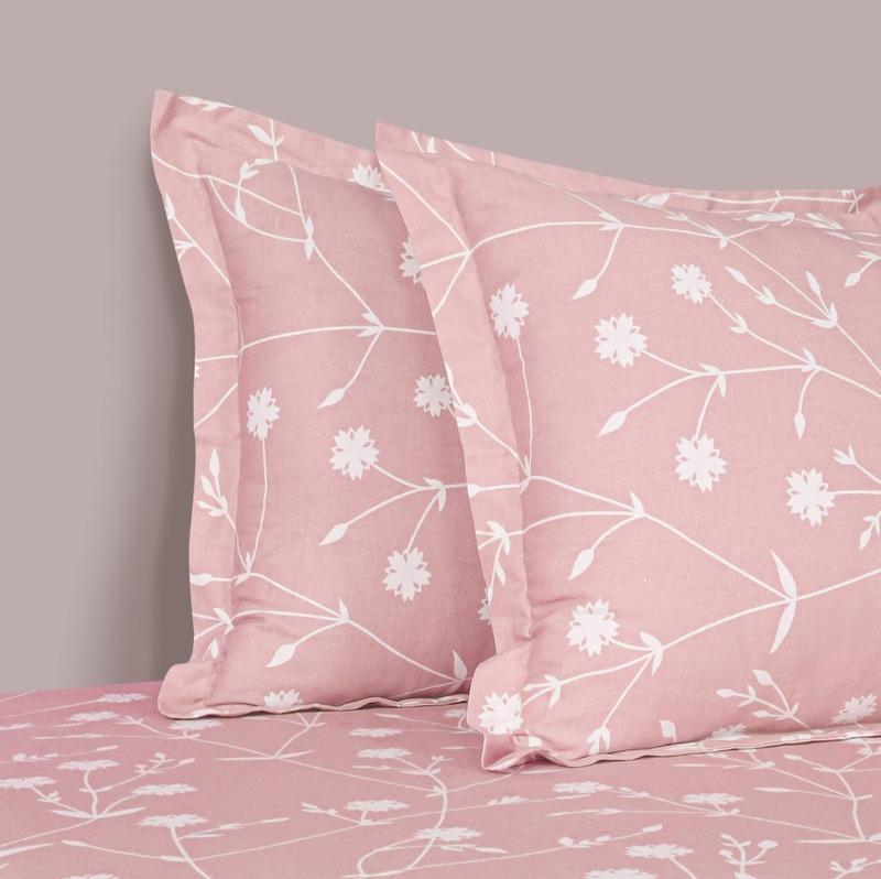 Pink Allium Floral Print Cotton Bedding Set King Size