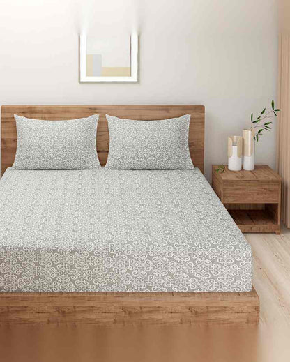 Modern Geometric Amanda Pure Cotton One King Bedsheet With Two Pillow Covers Set | 108 x 108 inches