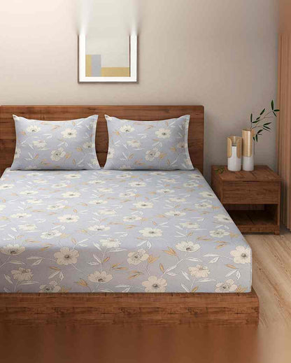 Elegant Pastel Vogue Blended Cotton One King Bedsheet With Two Pillow Covers Set | 108 x 108 inches