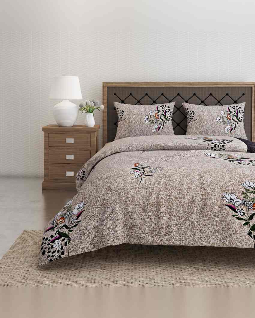 Charming Veda Floral Print Pure Cotton One King Bedsheet With Two Pillow Covers Set | 108 x 108 inches