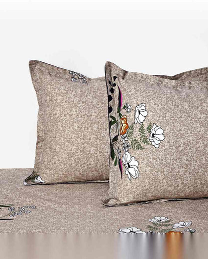 Charming Veda Floral Print Pure Cotton One King Bedsheet With Two Pillow Covers Set | 108 x 108 inches