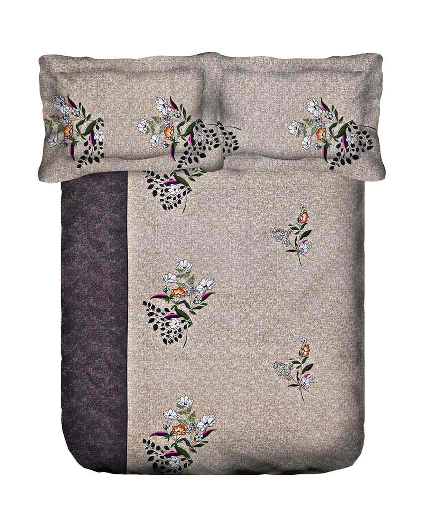 Charming Veda Floral Print Pure Cotton One King Bedsheet With Two Pillow Covers Set | 108 x 108 inches