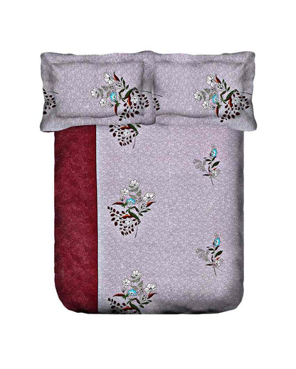 Veda Floral Print Pure Cotton One King Bedsheet With Two Pillow Covers Set | 108 x 108 inches