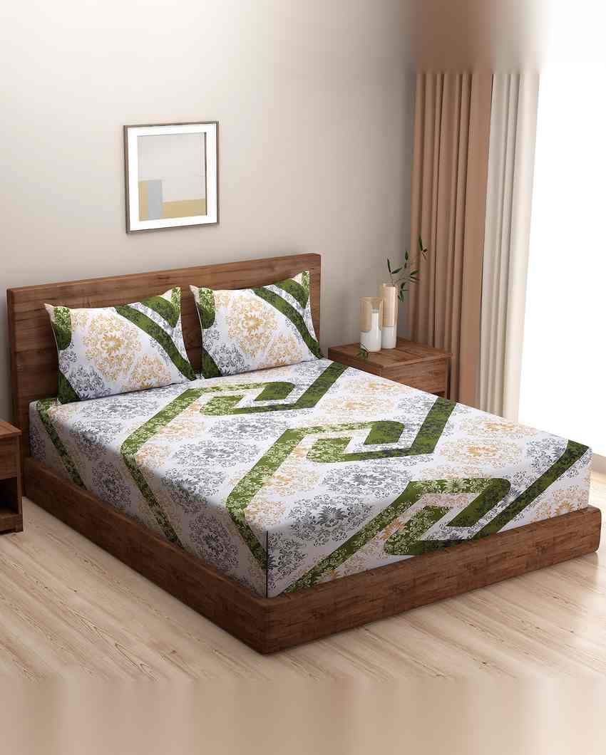 Durable Veda Pure Cotton One King Bedsheet With Two Pillow Covers Set | 108 x 108 inches