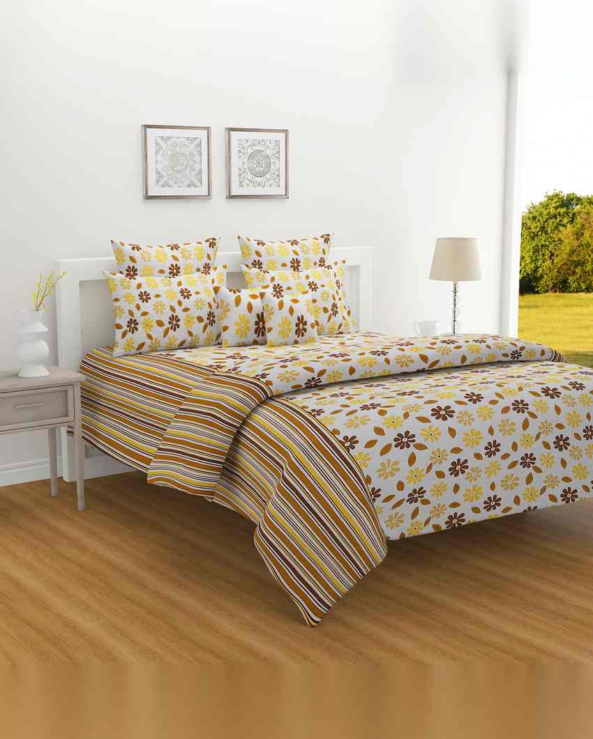 Opulent Floral Veda Pure Cotton One King Bedsheet With Two Pillow Covers Set | 108 x 108 inches