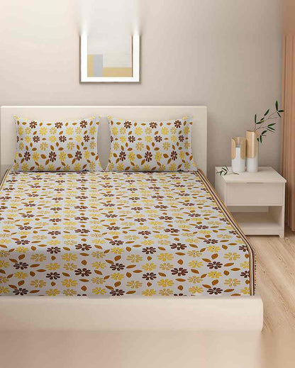 Opulent Floral Veda Pure Cotton One King Bedsheet With Two Pillow Covers Set | 108 x 108 inches