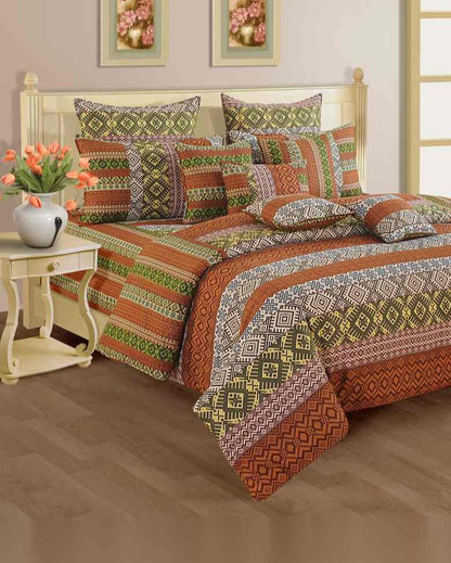 Timeless Veda Ethnic Motif Pure Cotton One King Bedsheet With Two Pillow Covers Set | 108 x 108 inches