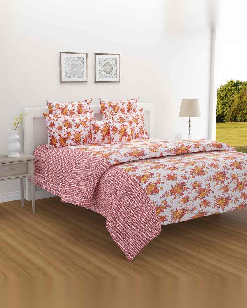 Chic Floral Veda Pure Cotton One King Bedsheet With Two Pillow Covers Set | 108 x 108 inches