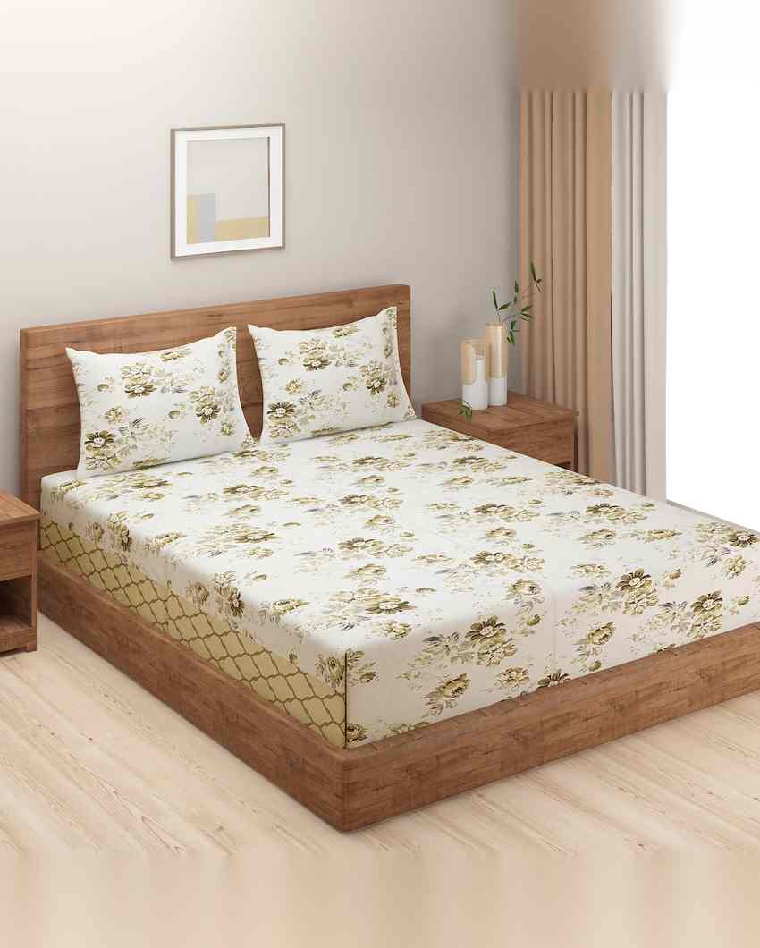 Premium Veda Pure Cotton One Bedsheet With Two Pillow Covers Set