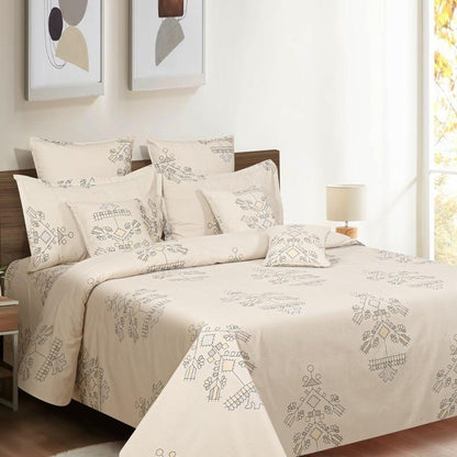 Unique Floral Print Cotton Bedding Set King Size