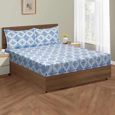 Geometrical Blue Print Cotton Bedding Set King Size