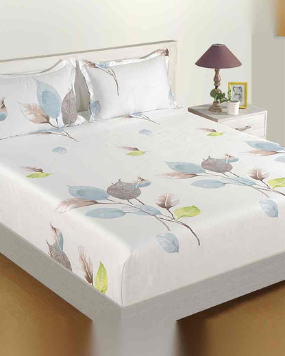 Elegant Stylish Zinnia Mercerized Pure Cotton One Bedsheet With Two Pillow Covers Set