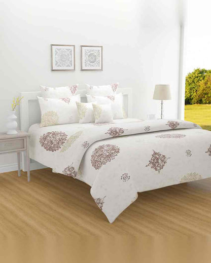 Timeless Classic Zinnia Mercerized Pure Cotton One Bedsheet With Two Pillow Covers Set