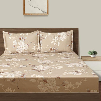 Big Floral Print Cotton Satin Bedding Set King Size