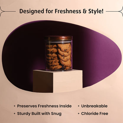 Meal Prep Unbreakable Airtight Darkwood Design Storage Containers | 800ml | Set of 2 | 5 x 8 inches