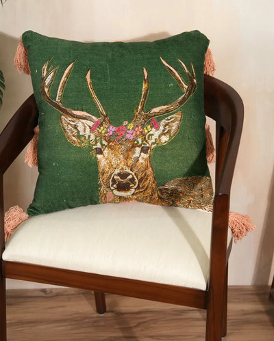 Deer Velvet Cushion Cover | 16 x 16 inches , 18 x 18 inches , 20 x 20 inches