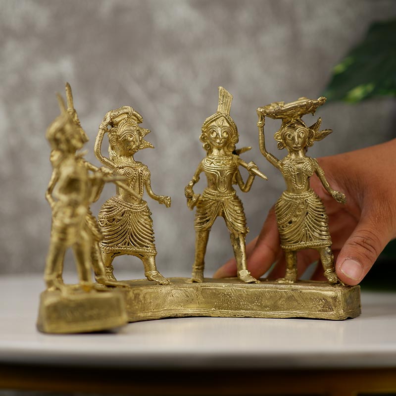 Exquisite Brass Dhokra Art Farmers Set | 9 Inches Default Title