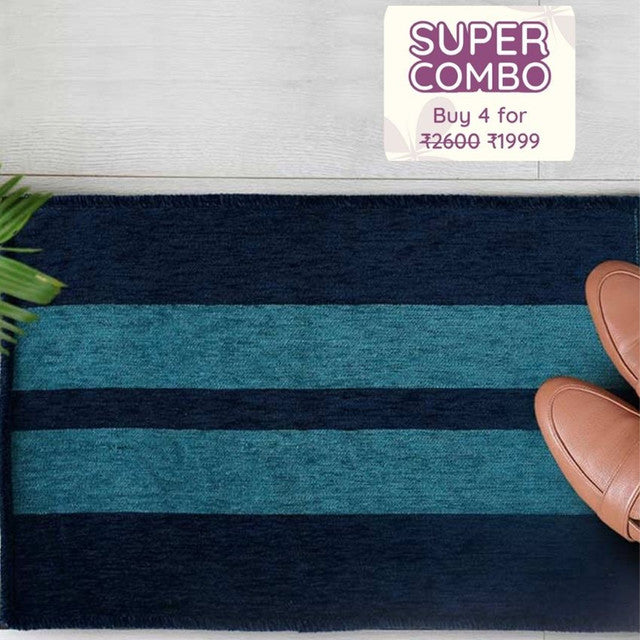 Contemporary Blue Velvet Door Mat | Single