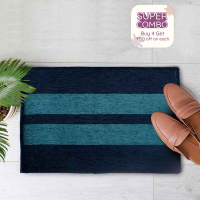 Contemporary Blue Velvet Door Mat | Single