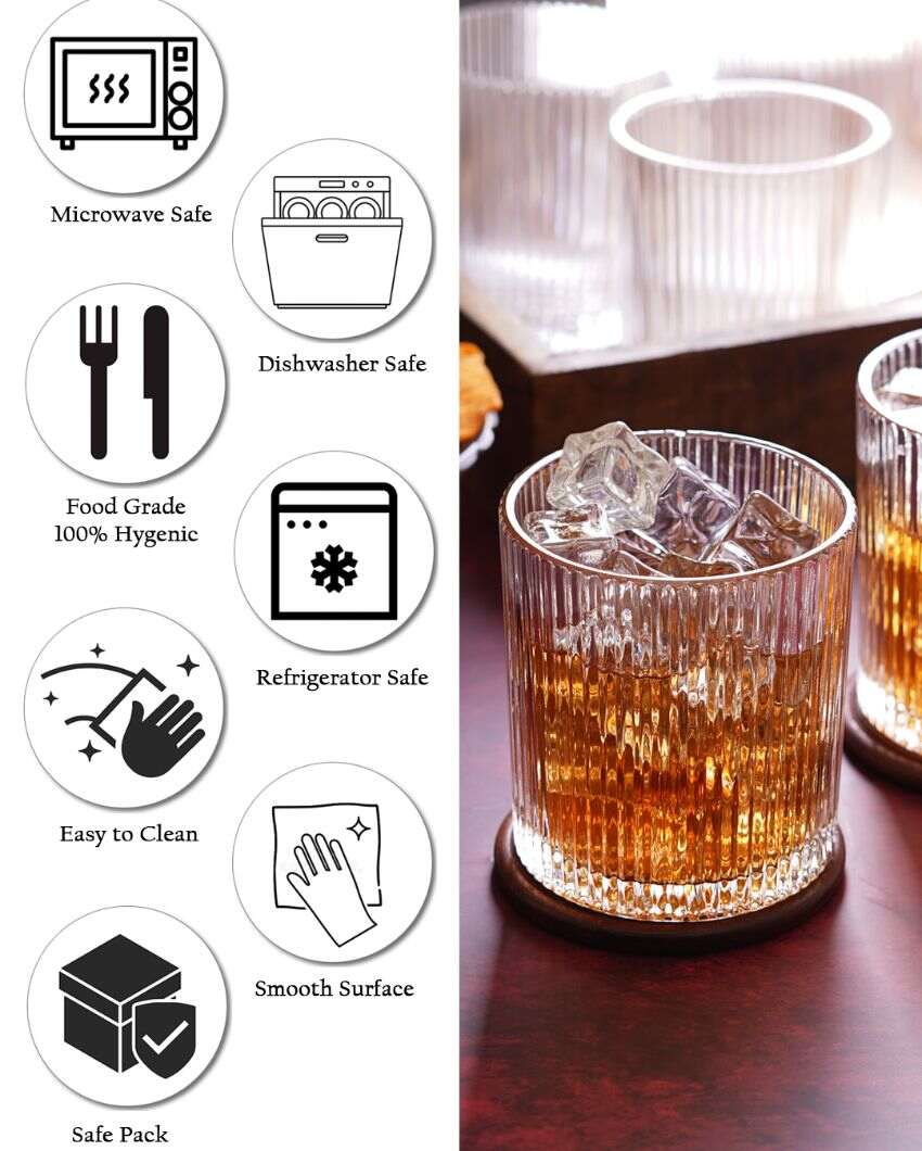 Lines Design Whiskey Glasses | Set Of 6 | 265ml