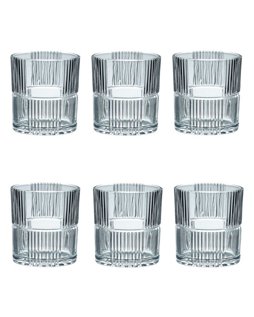 Double lines Design Whiskey Glasses | Set Of 6 | 265 ml