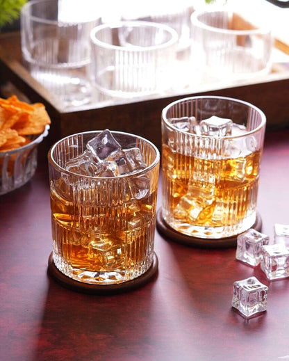 Double lines Design Whiskey Glasses | Set Of 6 | 265 ml