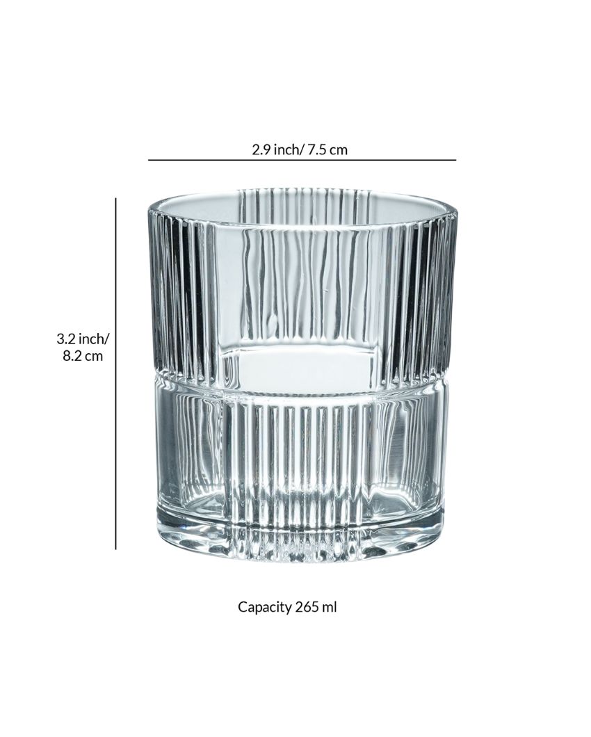 Double lines Design Whiskey Glasses | Set Of 6 | 265 ml