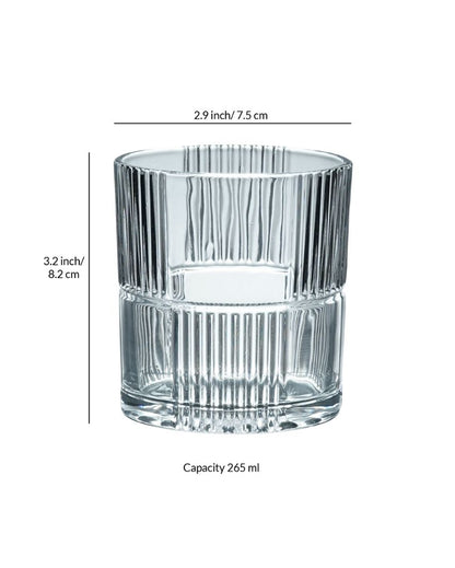 Double lines Design Whiskey Glasses | Set Of 6 | 265 ml