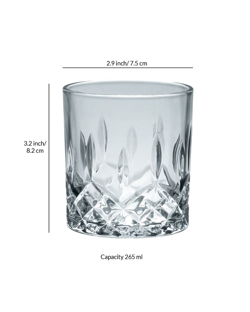 Ice Cube Design Whiskey Glasses | Set Of 6 | 265ml