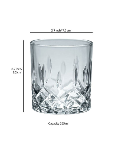 Ice Cube Design Whiskey Glasses | Set Of 6 | 265ml