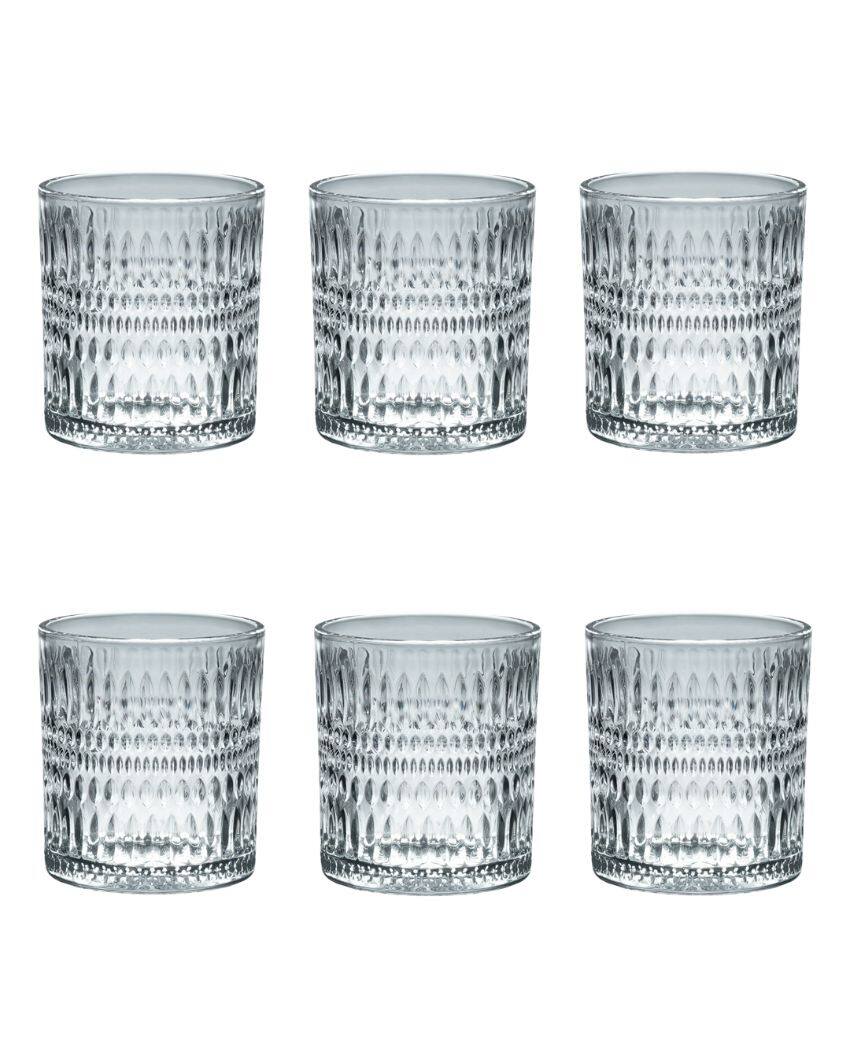 Beautiful Textured Whiskey Glasses | Set Of 6 | 265 ml