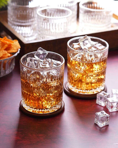 Beautiful Textured Whiskey Glasses | Set Of 6 | 265 ml