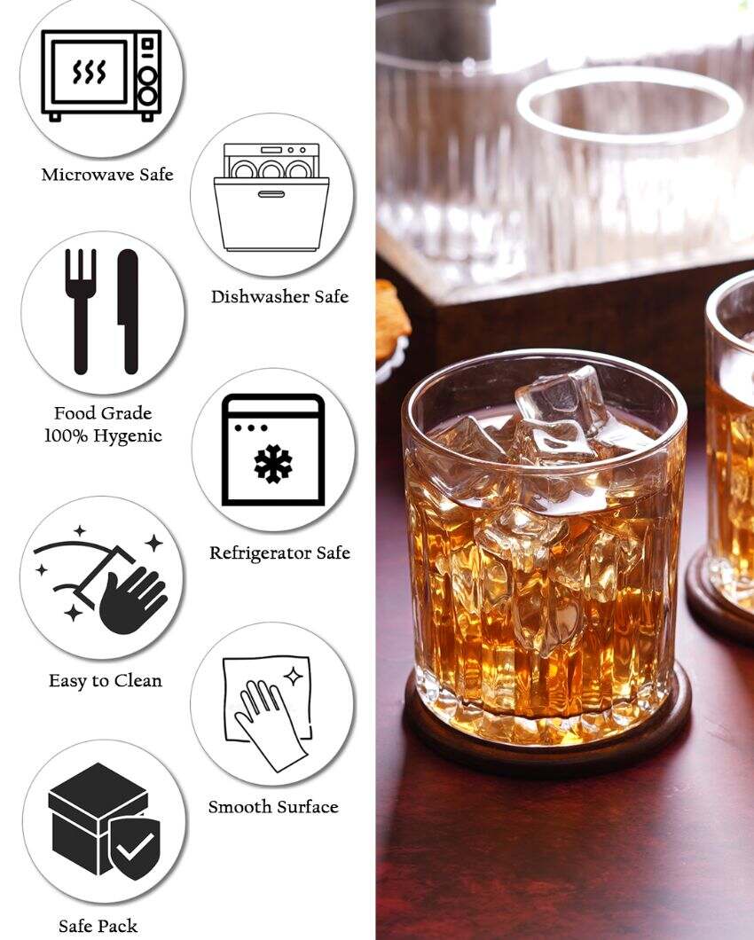 Ornate Whiskey Glasses | Set Of 6 | 265 ml