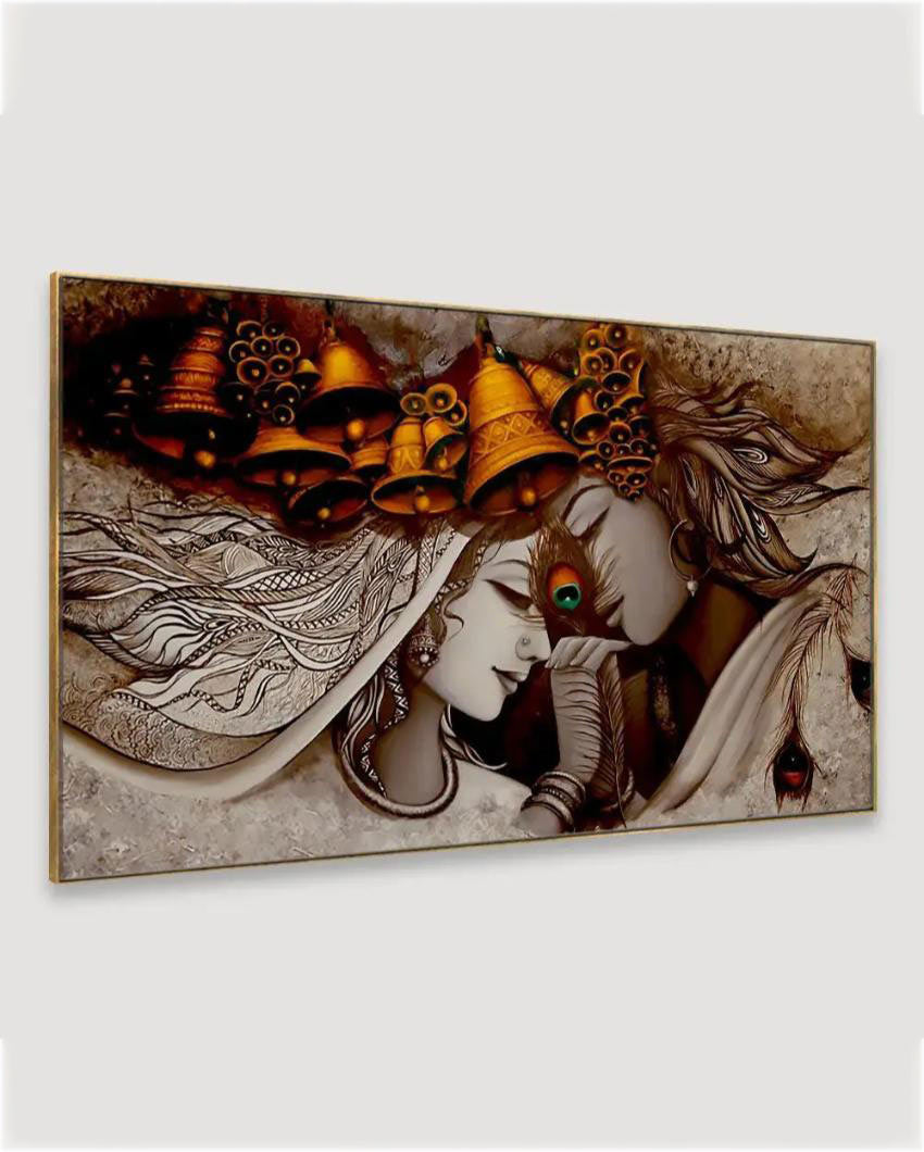 Radha Krishna Floating Framed Canvas Wall Painting 24x12 inches