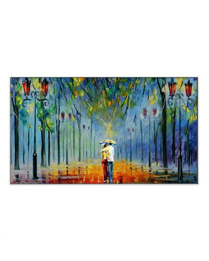 Love Couple Scenery Floating Framed Canvas Wall Painting 24x12 inches