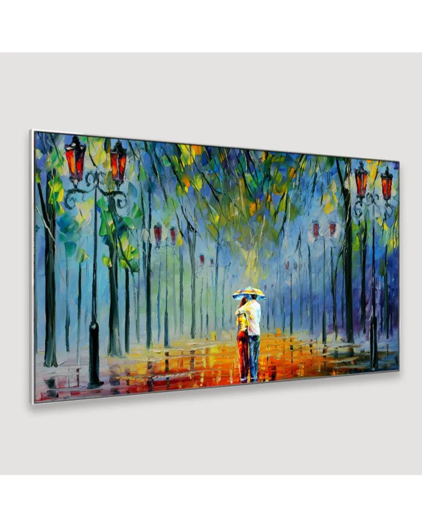 Love Couple Scenery Floating Framed Canvas Wall Painting 24x12 inches