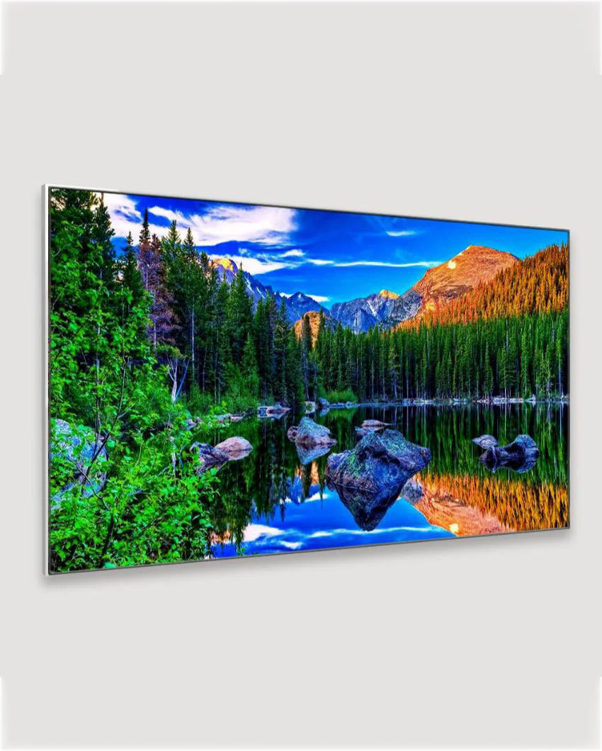 Mountain Natural Scenery Floating Framed Canvas Wall Painting 24x12 inches
