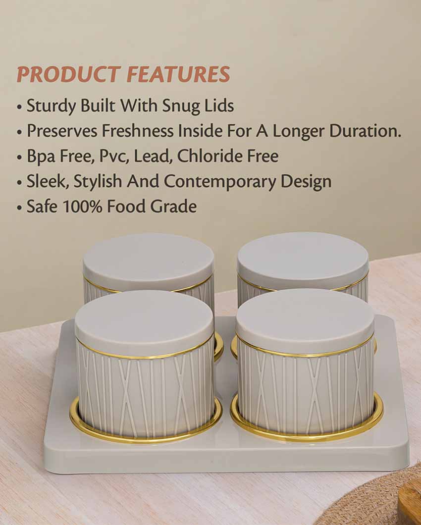 Meticulously Design Dune Polypropylene Containers With Tray | Set Of 4 | 450 ml | 11 x 10 inches